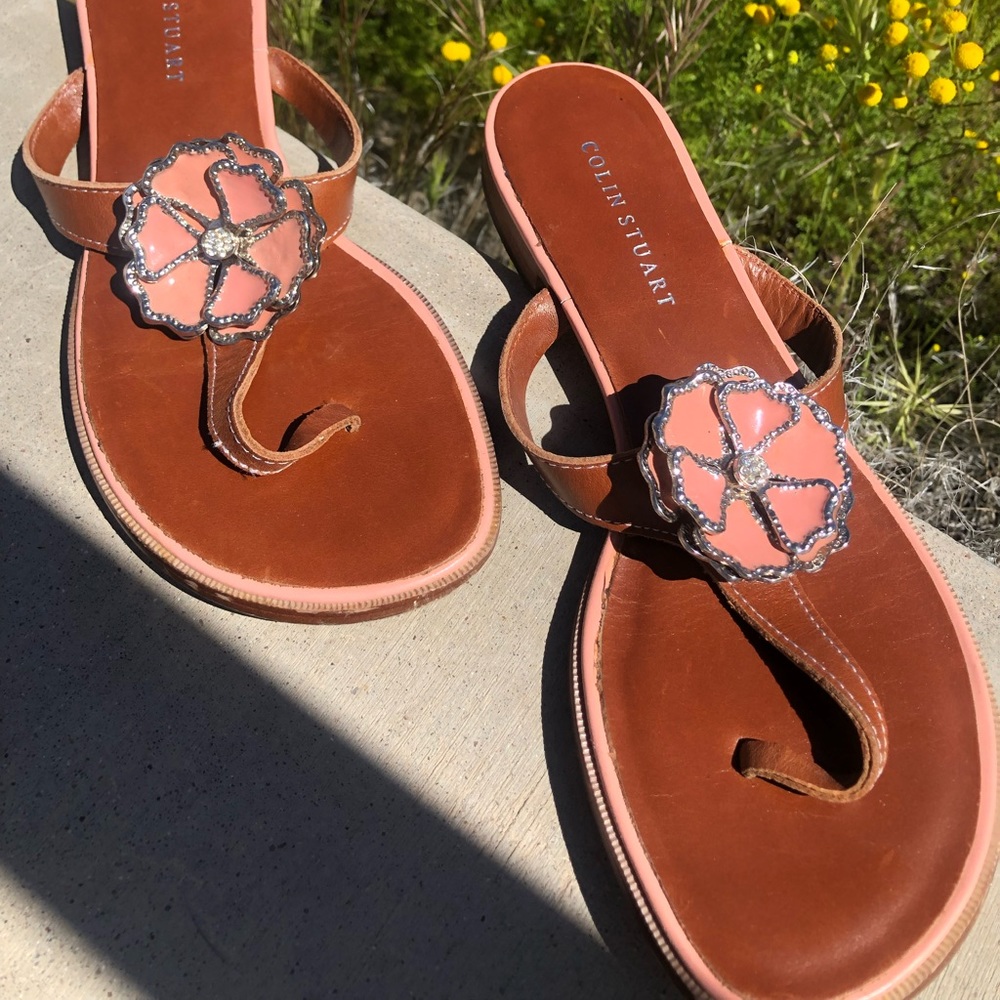 Women's Pink Flower Slip On Sandal Size 5